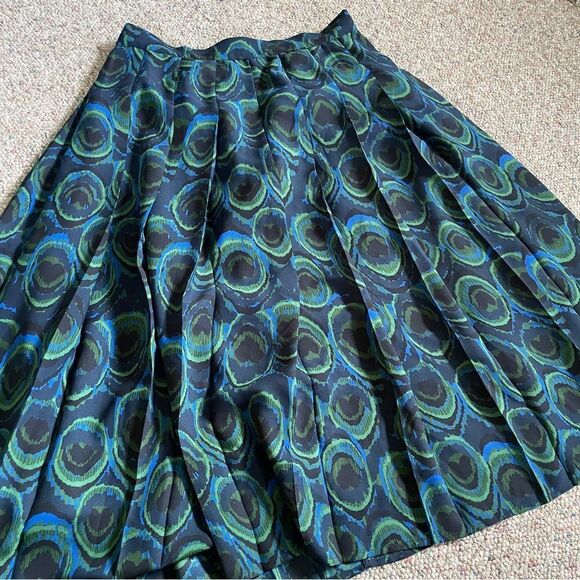 Modcloth Vibrant Green and Blue Peacock Midi Skirt - Picture 2 of 7